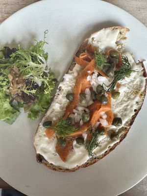 Vegan Salty Love - carrot lox bread w vegan cream cheese   at Good Stuff Cafe & Eco Store in Amed