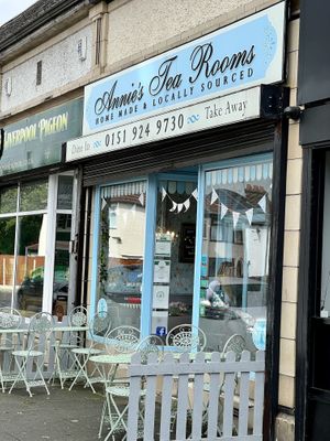 Shop front   at Annies Tea Room in Liverpool