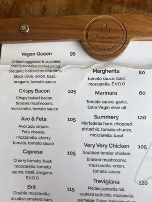 Menu   at Francesco's Pizza in 