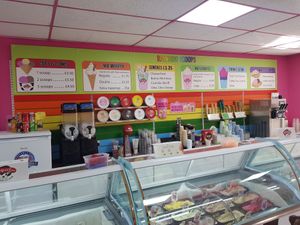 Counter and prices at Rainbow Scoops  in Darlington