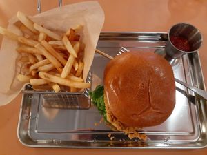 Chicken Sandwich and Fries at Cultivate Plant-Based Eatery in Rahway