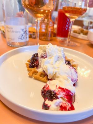 Blueberry waffle with whipped cream  at Cultivate Plant-Based Eatery in Rahway