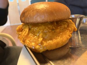 Buffalo faux chicken (some local type we’ve never heard of before) sandwich  #Veganuary at Cultivate Plant-Based Eatery in Rahway