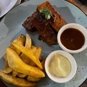 Steak and chips   at Romeo and Vero Vegan Butcherie and Restaurant  in Cape Town