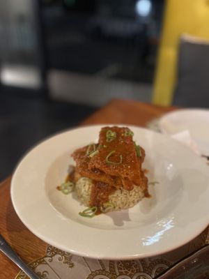 Lamb with green rice  at Romeo and Vero Vegan Butcherie and Restaurant  in Cape Town