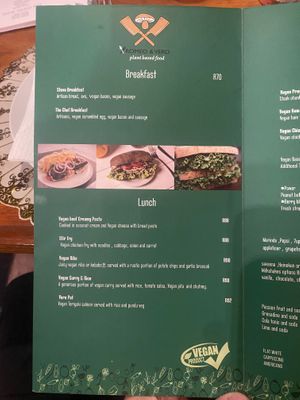 Menu page 1  at Romeo and Vero Vegan Butcherie and Restaurant  in Cape Town