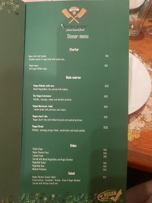 Menu page 3  at Romeo and Vero Vegan Butcherie and Restaurant  in Cape Town