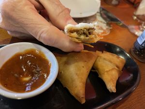 “Welcome gift” samosa like   at Romeo and Vero Vegan Butcherie and Restaurant  in Cape Town