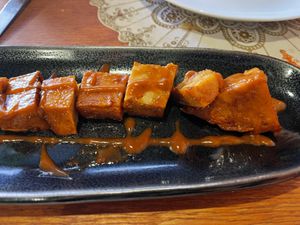 Hot kabobs  at Romeo and Vero Vegan Butcherie and Restaurant  in Cape Town