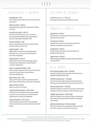 Menu  at SALT in Amed