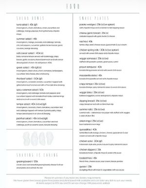 Menu  at SALT in Amed