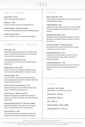 Menu  at SALT in Amed