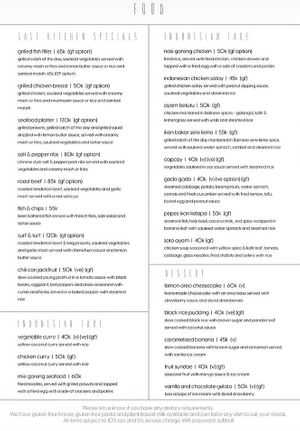 Menu  at SALT in Amed