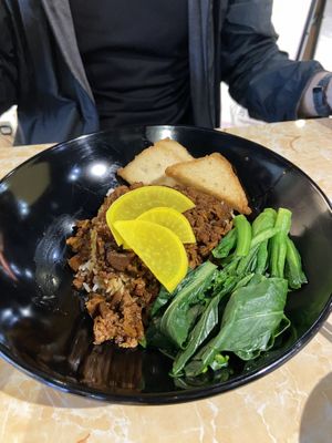 taiwanese braised meat w rice (noodles are also an option)  at Zuya Vegetarian 竹雅素食 - Marina Square in Central Singapore