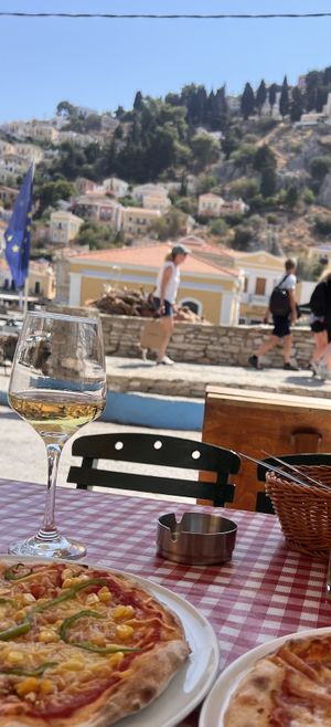   at Dolphin Pizzas in Symi