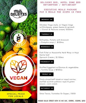 Weekly Menu 27 June to 02 July at Miss DELEITES in Cozumel