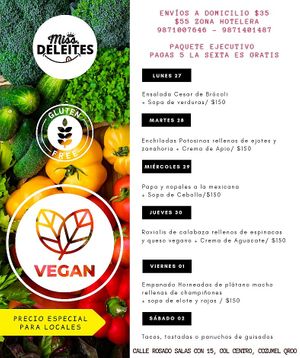 Menú Semanal 27 de Junio al 02 Julio at Miss DELEITES in Cozumel