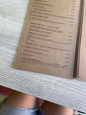 Vegan Part Of The Menu  at The Blarney Stone in Menorca