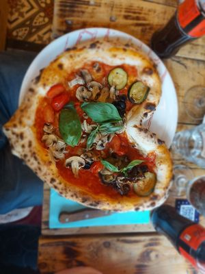 Vegan poke bowl pizza... at SoHo Trattoria in Paris