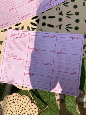 Menu summer 2023  at Second Home Studio + Cafe in Aberdeen