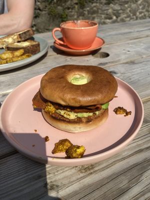 Vegan bagel   at Second Home Studio + Cafe in Aberdeen