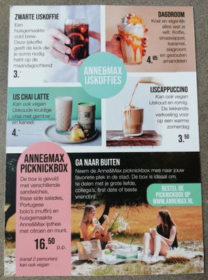 Sept 2022 - Ice Coffee & Picknickbox Menu at Anne&Max in Groningen