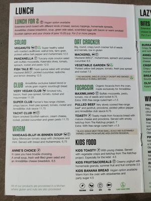 Sept 2022 menu - lunch at Anne&Max in Groningen