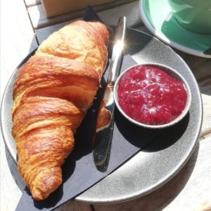 Vegan croissant with fruit jam at Anne&Max in Groningen