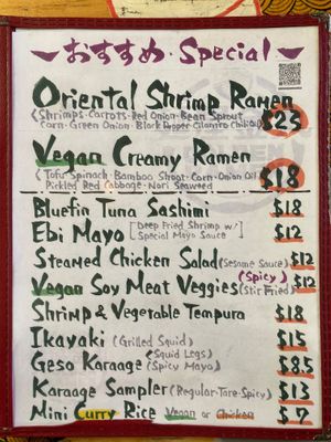 Specials May 2023 at Menya Kanemaru Golden Ramen in San Francisco