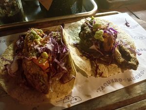 tacos with crispy mushrooms  at El Socio Naiz Taquería in Cancun