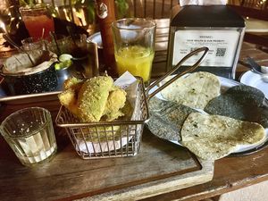 coated and fried avocados  at El Socio Naiz Taquería in Cancun