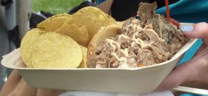 Philly cheesesteak at Oakland VegFest 2016 at Southern Fried Vegan BBQ in Los Angeles