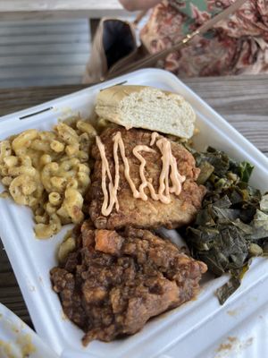 Southern BBQ Plate  at Southern Fried Vegan BBQ in Los Angeles