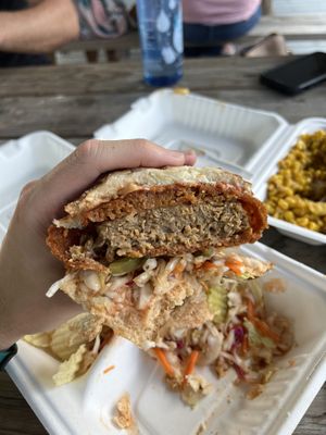 DAT BURGER 🤯  at Southern Fried Vegan BBQ in Los Angeles