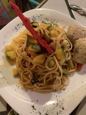 Pasta (with veggies, not on menu) at 2012 Espacios Mayas y Algo Mas in Merida