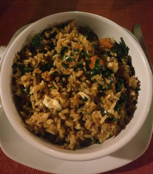 Riz sauté, tofu et légumes (expérimentation) at 2012 Espacios Mayas y Algo Mas in Merida