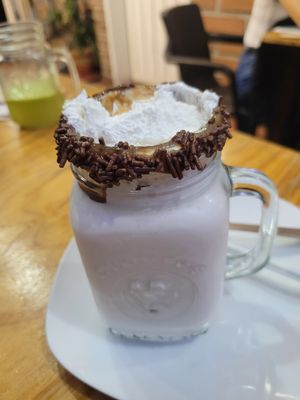amazing batido, so filling and heavy at Vegarden in Medellin