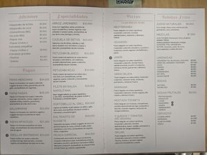 Menu 2 at Vegarden in Medellin