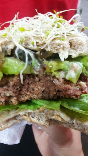 vegan burger  at Vegarden in Medellin