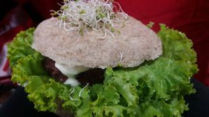 vegan burger 2 at Vegarden in Medellin