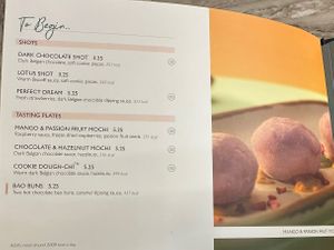 Page from vegan menu   at Heavenly Desserts in Liverpool