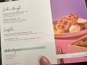 Page from vegan menu   at Heavenly Desserts in Liverpool