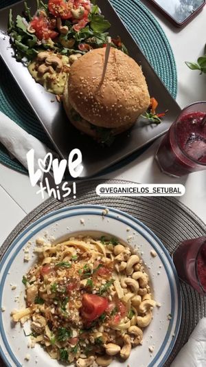 Cheese burger 6€ , Hell or Green burger 8€   at Veganicelos in Setubal