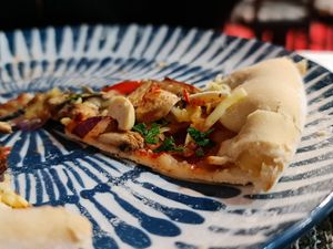 Pizza with cheese crust 10€  at Veganicelos in Setubal