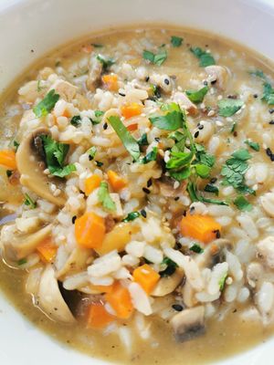 Mushroom risotto at Veganicelos in Setubal