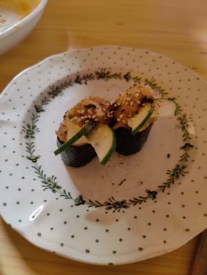 Spicy tuna sushi at Neko Vegan House in Penang