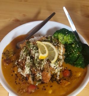 Curry rice with tofu  at Neko Vegan House in Penang