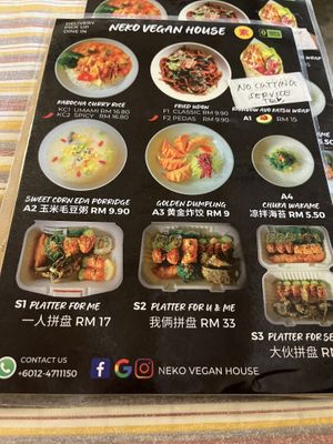Menu  at Neko Vegan House in Penang