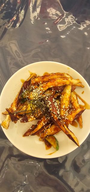Eggplant fingers at Neko Vegan House in Penang