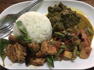 50 Baht rice and three dishes at Thammachat Vegetarian Food ธรรมชาติ อาหารเจ พัทยาเหนือ in Pattaya